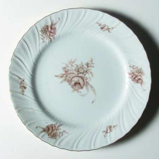 Wentworth Maria Dinner Plate, Fine China Dinnerware   Gray/Blue Flower,Beige Ros