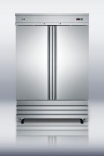 Summit Refrigeration Reach In Refrigerator w/ 2 Self Closing Doors & Bottom Compressor, Stainless, 46.6 cu ft