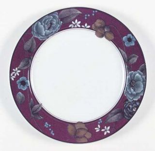 Mikasa Romantic Fleur Dinner Plate, Fine China Dinnerware   Intaglio,Burgundy Ri