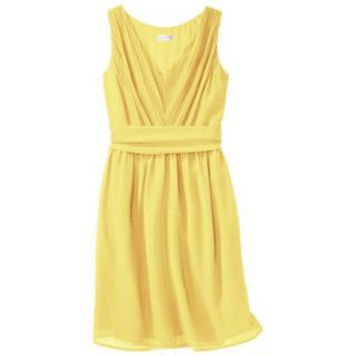 TEVOLIO Womens Plus Size Chiffon V Neck Pleated Dress   Sassy Yellow   28W