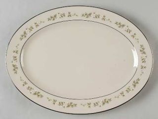 Lenox China Brookdale  13 Oval Serving Platter, Fine China Dinnerware   White/Y