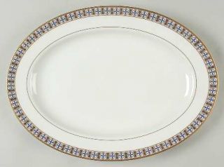 Gorham Cambridge 14 Oval Serving Platter, Fine China Dinnerware   Gold & Cobalt
