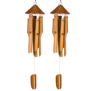 Asli Arts 35 Inch Woven Hat Wind Chime   Set of 2 Multicolor   WS261