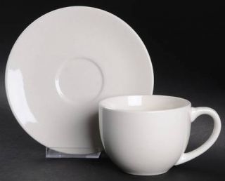  Chateau White Flat Cup & Saucer Set, Fine China Dinnerware   All White,