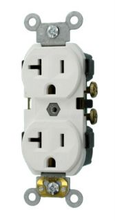 Leviton CR20W Electrical Outlet, Duplex Receptacle, 20A Commercial Grade with Self Grounding Clip White