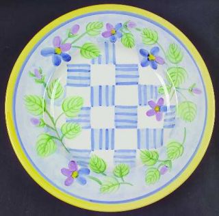 Bella Summer Sorbet Dinner Plate, Fine China Dinnerware   Checkerboard,Flowers,S