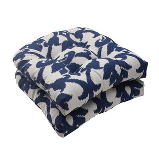 Pillow Perfect Bosco Polyester Navy Tufted Outdoor Wicker Seat Cushions (set Of 2) (Blue/whiteMaterials: 100 percent spun polyesterFill: 100 percent polyester fiberClosure: Sewn seamWeather resistant: YesUV protection Care instructions: Spot clean/hand wa