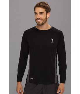 U.S. Polo Assn Micro Mesh Long Sleeve Raglan Crew Neck Mens T Shirt (Black)