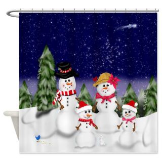 CafePress Snowman Family Scene (exlg) Shower Curtain Free Shipping! Use code FREECART at Checkout!