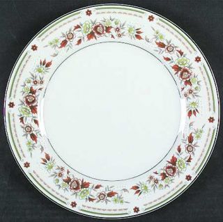 Fine China of Japan Floral Mist Dinner Plate, Fine China Dinnerware   Rust&Green