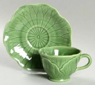 Metlox   Poppytrail   Vernon Lotus Evergreen Footed Cup & Saucer Set, Fine China
