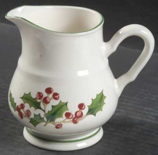 Sango White Christmas Creamer, Fine China Dinnerware   Green Holly/Red Berries O