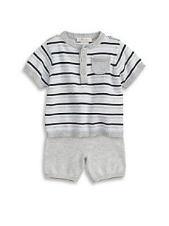 Infants Henley Sweater and Shorts Set   Grey