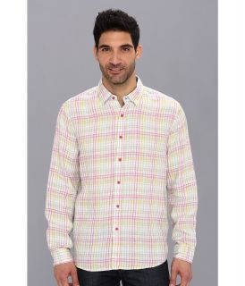 Report Collection L/S Plaid Linen Shirt Mens Long Sleeve Button Up (Yellow)