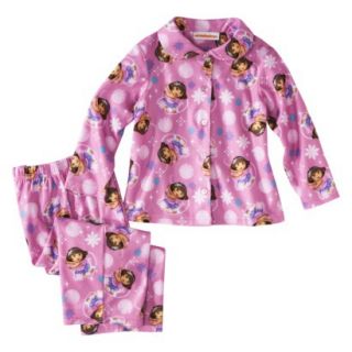 Dora the Explorer Toddler Girls 2 Piece Long Sleeve Button Down Coat and Pant