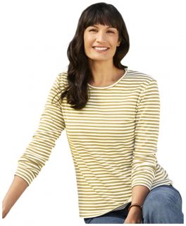 Long sleeved Garment washed Striped Tee Shirt / Long sleeved Garment washed Striped Tee