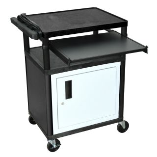 Black 3 Shelf Presentation Station Lp34cle b (BlackShelves Three (3)Doors One (1)Weight capacity 300 poundsDimensions 18 inches long x 24 inches wide x 35.25 inches high Assembly required Yes )
