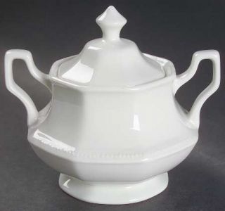 Johnson Brothers Heritage White (England 1883 Stamp) Sugar Bowl & Lid, Fine Ch