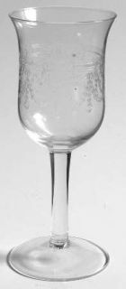 Unknown Crystal Unk3503 Wine Glass   Etched Wreath,Swags,Smooth Stem,Clear