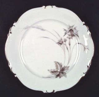 Heinrich   H&C Arabesque Dinner Plate, Fine China Dinnerware   Gray/Tan Plant/Fo