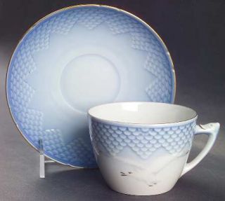Bing & Grondahl Seagull Flat Cup & Saucer Set, Fine China Dinnerware   Blue Back