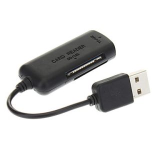 4 in one USB 2.0 Memory Card Reader with Cable (Black)