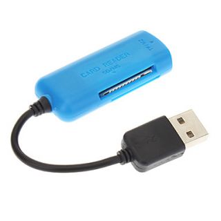 4 in one USB 2.0 Memory Card Reader with Cable (Black and Blue)
