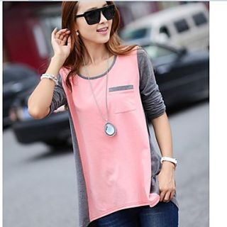 Womens Loose Stitching Long Sleeve Blouse