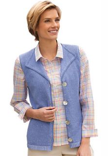 Lapel collar Linen/Cotton Knit Vest