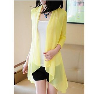 Womens Solid Color Splicing with Chiffon Cardigan