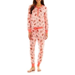 Pj Couture Waffle Weave Velour Pajama Set, Pink, Womens