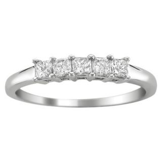 1/2 CT.T.W. 5 Stone Band Ring in 14K White Gold   Size 6.5