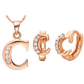 Stylish Silver Plated Silver With Cubic Zirconia C Womens Jewelry Set(Including Necklace,Earrings)(Gold,Silver)