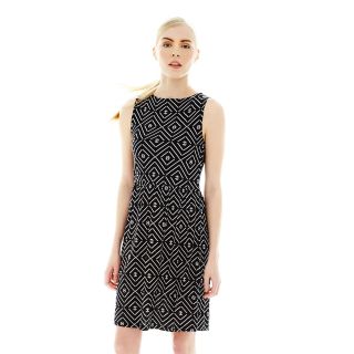 JOE FRESH Joe Fresh Sleeveless Boatneck Print Dress, Black