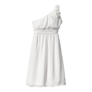 TEVOLIO Womens Plus Size Satin One Shoulder Rosette Dress   Off White   22W