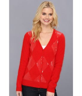 Fred Perry V Neck Cardigan w/ Sequins Womens Sweater (Red)