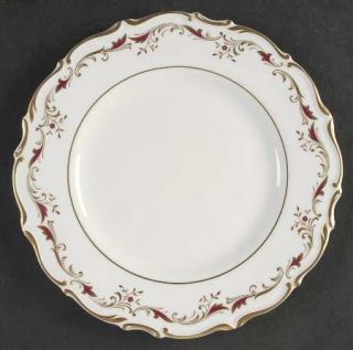 Royal Doulton Strasbourg Salad Plate, Fine China Dinnerware   Bone, Maroon/Gold