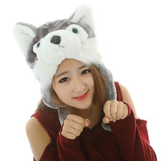 Unisex Cute Gray Husky Warm Fuzzy Kigurumi Aminal Beanie