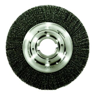 Trulock Medium face Crimped Wire Wheel (0.0140 inchArbor Diameter: 2 inchesFace Width: 1 inchFace Plate Thickness: 1 inchTrim Length: 1 3/8 inchSpeed: 4000 rpm [Max]Applications: Cleaning rust, scale and dirt, light Deburring, Edge Blending, Roughening fo