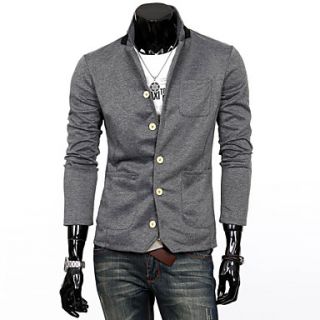 Cocollei Mens personality cardigan contrast color knit cardigan (dark gray)