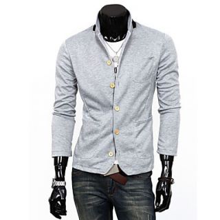 Cocollei Mens personality cardigan contrast color knit cardigan (light gray)