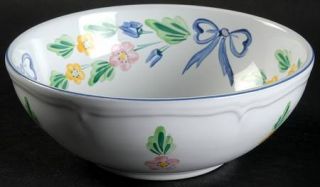Herend Village Bow Soup/Cereal Bowl, Fine China Dinnerware   Blue Bows&Trim,Blue