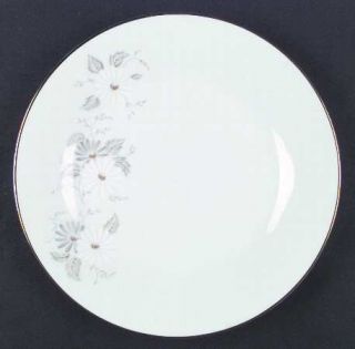 Noritake Grace Dinner Plate, Fine China Dinnerware   White & Gray Flowers On Sid