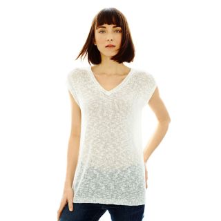 JOE FRESH Joe Fresh Sleeveless V Neck Sweater, White, Womens