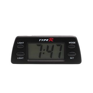 Automotive Electronic Clock with Blue Backlight   Black   TR 1830