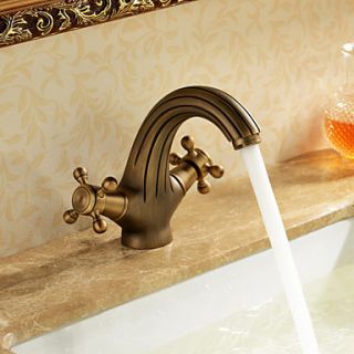 Antique Inspired Bathroom Sink Faucet   Antique Brass Finish