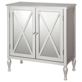 Accent Table Hollywood Mirrored Accent Cabinet   Silver