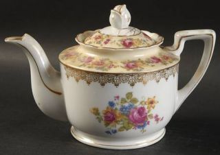 Gold Castle Hostess Mini Teapot & Lid, Fine China Dinnerware   Multicolor Flower
