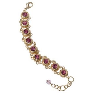 Womens Multi Stone Chain Bracelet   Pink/Gold