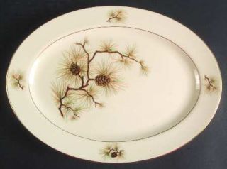 Lenox China Pine 13 Oval Serving Platter, Fine China Dinnerware   Pine Cones An